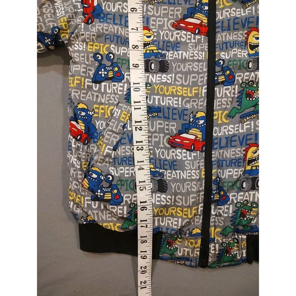 365 Kids From Garanimals Reversible Bomber Jacket-Size 6 Multi Colors Cars